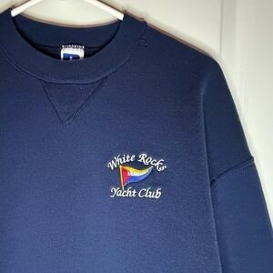 Vintage 90's Russell Athletic White Rocks Yacht Club Crewneck Sweatshirt Mens L